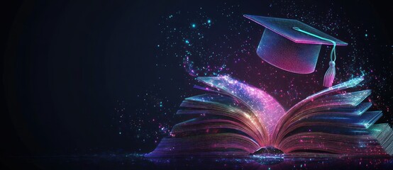 Wall Mural - Graduation Cap and an Open Book