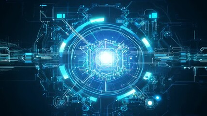 Wall Mural - zoom electrical looping intelligence circuits artificial animation ai future tech technology three-d