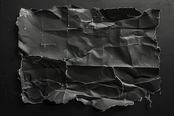 Poster - Textured, crumpled black cardboard showcases wear and tear, creating a vintage and aged appearance against a stark black background. Generative AI