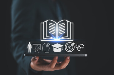 Leinwandbilder - Education, E-learning technology concept. AI and machine learning enhance personalized learning. Technology course, business training. E-learning, online education, education, internet learning.