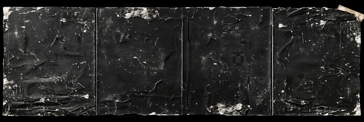Leinwandbilder - An aged, damaged cardboard photo card lays alone against a black background, displaying its worn texture and faded appearance. Generative AI
