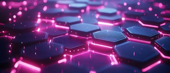 Background gaming abstract futuristic neon glowing hexagon honeycomb carbon technology wallpaper AI generated image