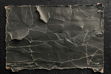 Leinwandbilder - An old, empty, and damaged cardboard photo card displays its faded and crinkled surface against a black background. Generative AI