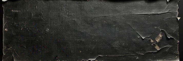 Poster - An old black cardboard card shows signs of age and damage, featuring a distressed texture and an empty composition set against black. Generative AI