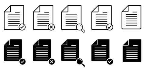Wall Mural - document icon set line icon paper files sheet notes searching business colored outline sign symbol b