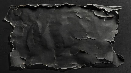Poster - An aged, empty black cardboard card with frayed edges, displaying its deterioration against a solid dark backdrop. Generative AI