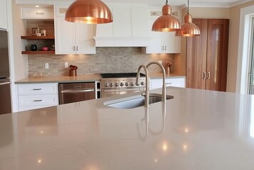 Polished Concrete  Copper Polished concrete island countertop re