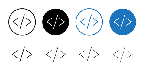 Code icon outline set sign