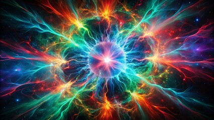 Wall Mural - A swirling nebula with bright colors and flowing energy, a cosmic dance of light and energy in the vast expanse of space