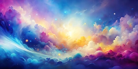 Wall Mural - A celestial landscape of swirling clouds, illuminated by ethereal light, where dreams take flight and imagination soars.