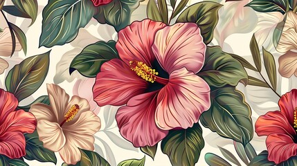 Wall Mural - Background flowers and floral leaves plants