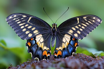 Black Swallowtail Butterfly Macro Photography Insect Wing Detail Nature Wildlife Close