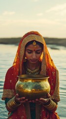 Wall Mural - an empty scene featuring blank mockup template of women in vibrant clothing offering prayers with a 