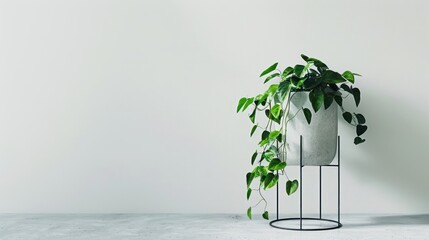 Wall Mural - A potted plant with trailing vines in a minimalist setting