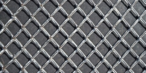 Metallic Grid Pattern on Dark Surface