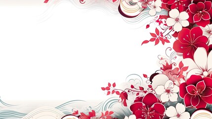 organic asian japanese line wave pattern oriental pattern traditional copy space with white background