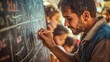 © Penatic Studio - A Bearded Man Writing on a Chalkboard in a Classroom