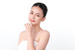 © kitthanes - Beautiful young asian woman with clean fresh skin on white background, Face care, Facial treatment, Cosmetology, beauty and spa, Asian women portrait.