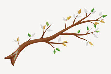 Wood industry firewood flat icon with tree branch with green leaves vector illustration