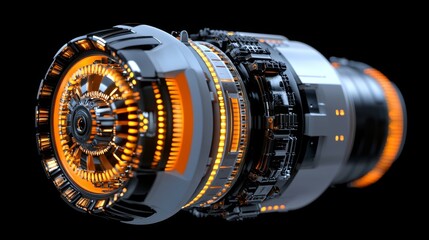 Futuristic Turbine Engine with Glowing Lights