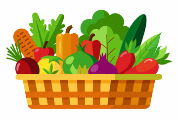 Wall Mural - Vegetables in basket on white background vector