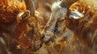 © Imsuniyah - Two Goats Close-Up, Touching Noses, Sunlight, Golden Fur