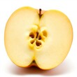 © Global Perspectives - half yellow Apple fruit slice isolated on white background full depth of field