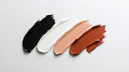 Assorted shades of cream foundation swatches on a blank canvas