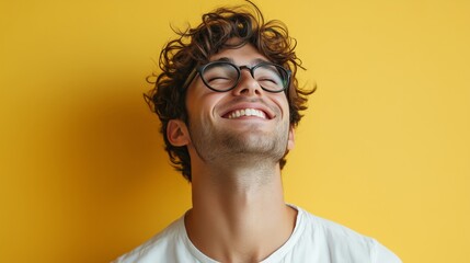 Poster - Portrait of a happy handsome man in a shirt with laughing