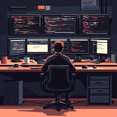 Programmer hacker code programming Internet illustration