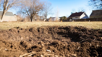 A large pile of dirt in the middle of a yard