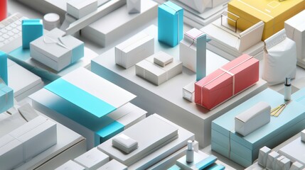 Wall Mural - abstract composition of geometric shapes and packages
