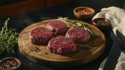 The Fresh Raw Beef Steaks