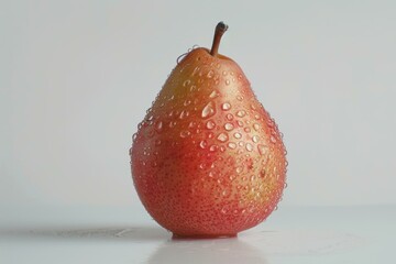 Sticker - A pear covered in water droplets. AI.