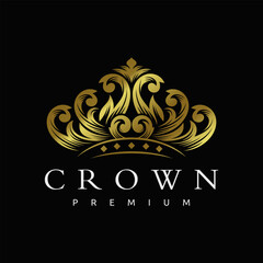 Canvas Print - Vintage Crown Logo Template Vector illustration