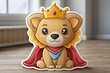 © Thoung - sticker of wearing a king s crown Different type of vector cartoon dog faces animal, Vector illustration of funny cartoon different dog breeds in trendy flat style.