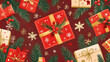 © MakeitEasy - A stack of beautifully wrapped Christmas gift boxes in festive colors with golden ribbons and bows, perfect for celebrating the holiday season