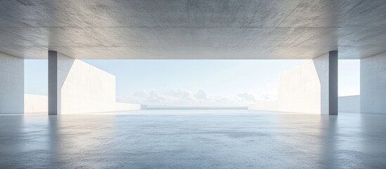 Sticker - Minimalist Concrete Architecture with Ocean View