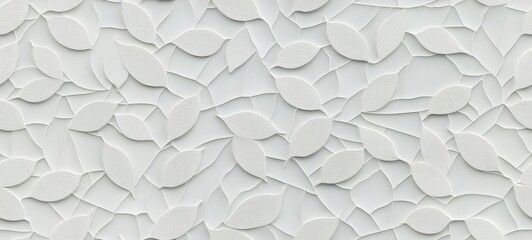 Wall Mural - seamless white geometric leaves 3d tiles texture background banner panorama , isolated on white back