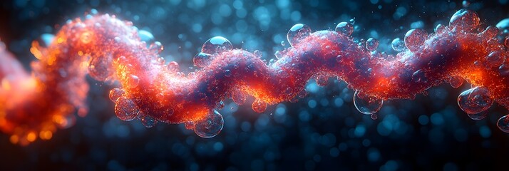 Aufkleber - Dramatic spread of microscopic viral particles with vibrant red,blue,and energy-filled colors,creating a chaotic and dynamic backdrop for a medical,scientific,or technology-related concept.