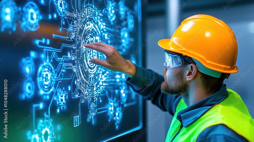 Engineers in safety vests and hard hats inspecting a large motor