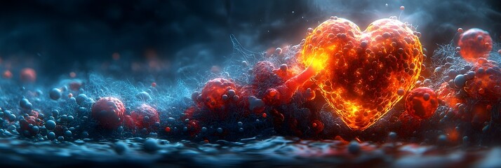 Poster - Fiery Heart of the Cosmic Inferno - Vibrant Abstract Digital Art Explosion with Intense Flames,Glowing Embers,and Cosmic Energies