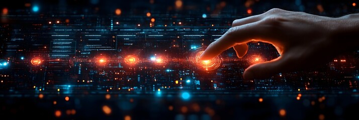 Aufkleber - Futuristic technological interface featuring a dynamic,glowing holographic display with virtual controls and data visualization. Representing the concept of advanced digital intelligence.