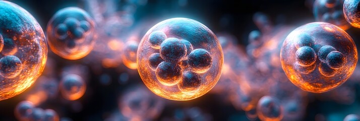 Aufkleber - Glowing futuristic digital spheres in a cosmic abstract psychedelic swirling particle composition with luminous orbs and a surreal fantasy-inspired aesthetic. The image features a vibrant,iridescent.