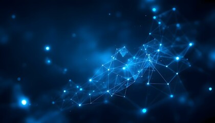 Aufkleber - Abstract blue background with connecting dots and lines. Plexus effect. Abstract science geometrical network background, Abstract digital background. Science background. 3D rendering. 
