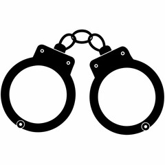 handcuffs silhouette vector,handcuffed icon vector illustration