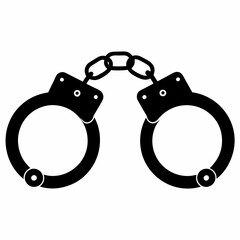 handcuffs silhouette vector,handcuffed icon vector illustration