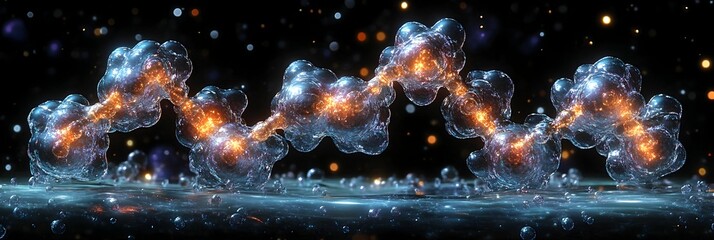 Fototapete - Visualizing the Fundamental Building Blocks of Life:A Digital Showcasing the Intricate Structures and Relationships Between DNA,RNA,and Amino Acids,the Key Components of Biological Processes.