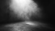 © AiPhotoSale - A dark space enveloped in mist creates a haunting atmosphere, with textured concrete flooring and soft, cold lighting enhancing the mysterious vibe. Ideal for artistic expression or product showcases.
