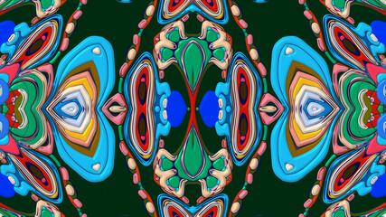 Colorful symmetrical abstract kaleidoscope background pattern for summer 